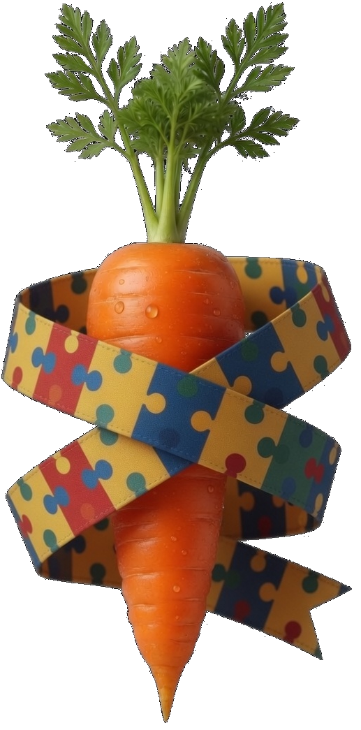 Illustrated carrot pulled from rich garden soil beside the Farm Roots day checklist.